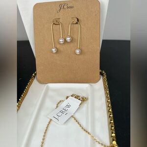 #1 $120 J.Crew BUNDLE Gold Pearl Drop Earrings - Gold/White